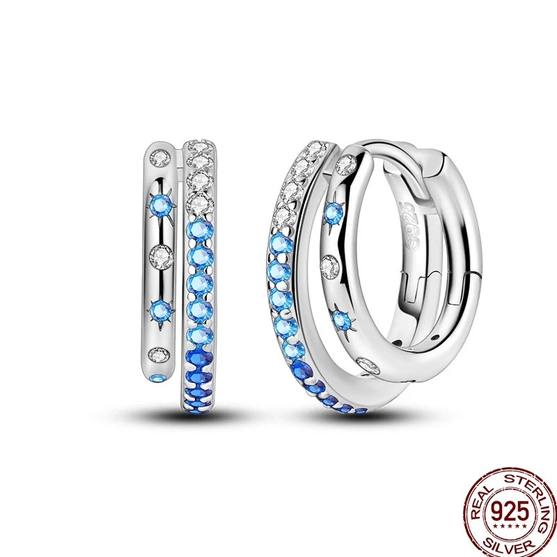 Brincos Zircônia Colorida Brilhante Prata Esterlina 925 Temperamento Charme Luxo Festa Joia Presente Aniversário