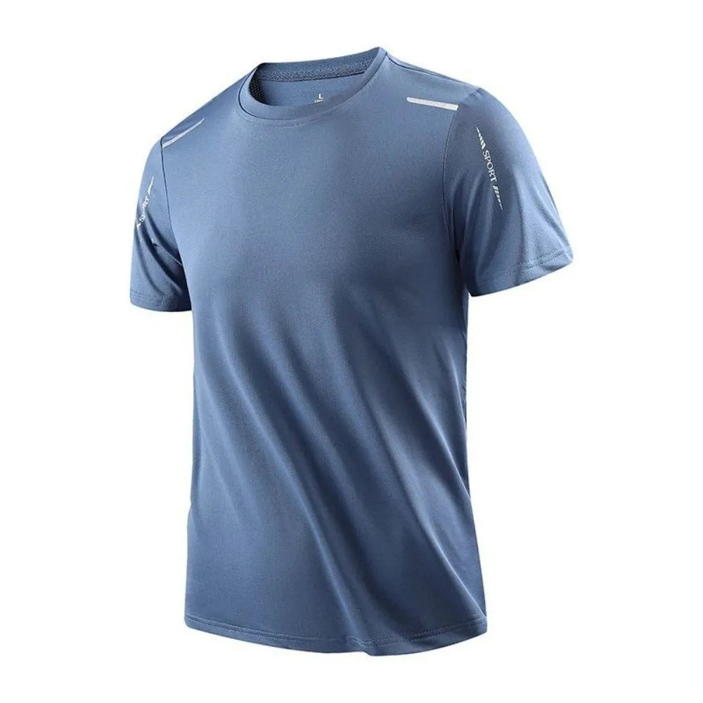 Camiseta Masculina de Corrida Secagem Rápida Respirável Caminhada Macia e Elástica Top Esportivo de Verão ao Ar Livre Novo Estilo