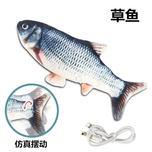 USB Rechargeable Electric Moving Fish Interactive Cat Toy Simulation Jumping Kitten Plaything Fun Pet for Cats