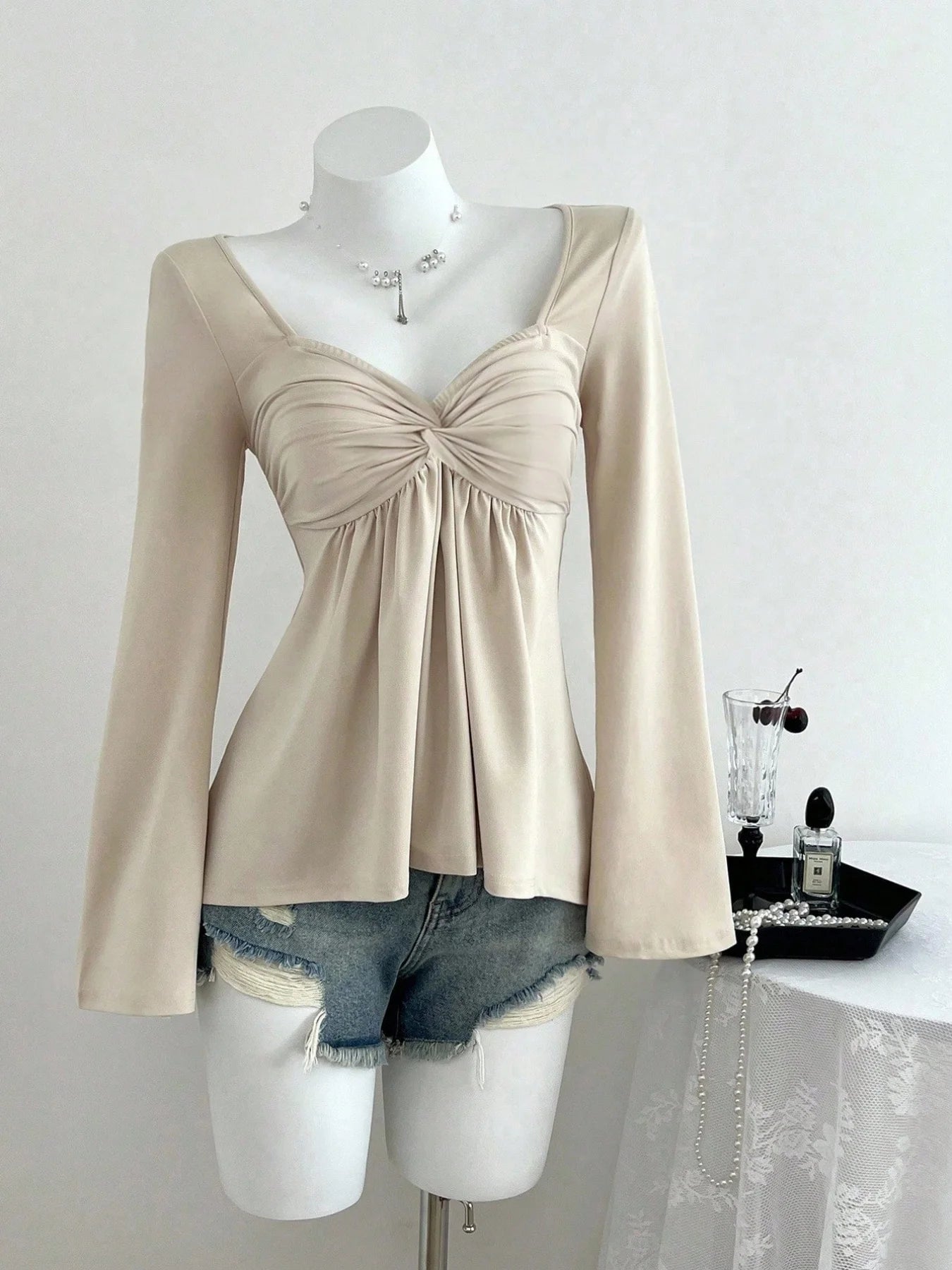 Primavera E Outono Novo Design Francês Com Peito Torcido Estilo Fashion Outono E Inverno Moletom Com Capuz Manga Longa Top Para Mulheres 1 - Rosa XXL