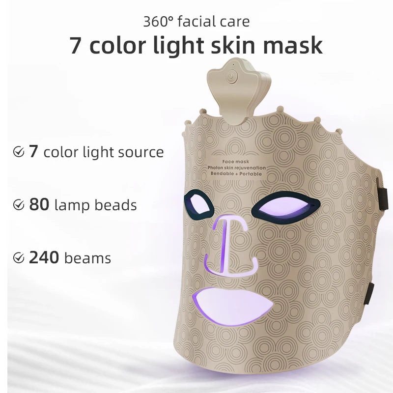 Máscara Facial de Silicone para Terapia de Luz LED 7 Cores WonderNest