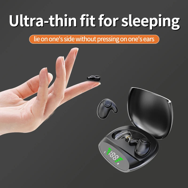 Fones de ouvido Bluetooth 5.3 sem fio à prova d'água Mini fone de ouvido com chamada indolor e cancelamento de ruído Fones de ouvido finos adequados para dormir/praticar esportes