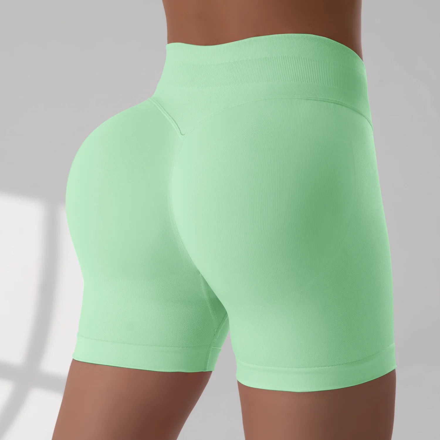 Shorts Esportivos Femininos de Cintura Alta Sem Costura para Academia Fitness Legging Fina Treino Ioga Corrida Levanta Bumbum Ciclismo