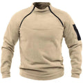 Moletom Masculino de Lã Polar com Zíper, Gola Alta, Manga Longa, Cor Sólida, Casual, Quente, Respirável, Tático para Ambientes Externos