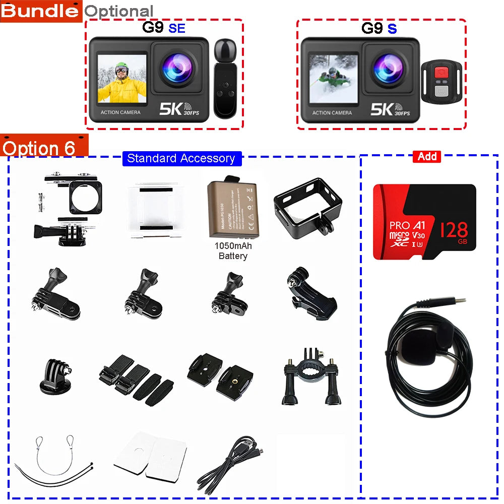 Action Camera 5K - 4K60FPS 50MP - 2.0 Touch EIS