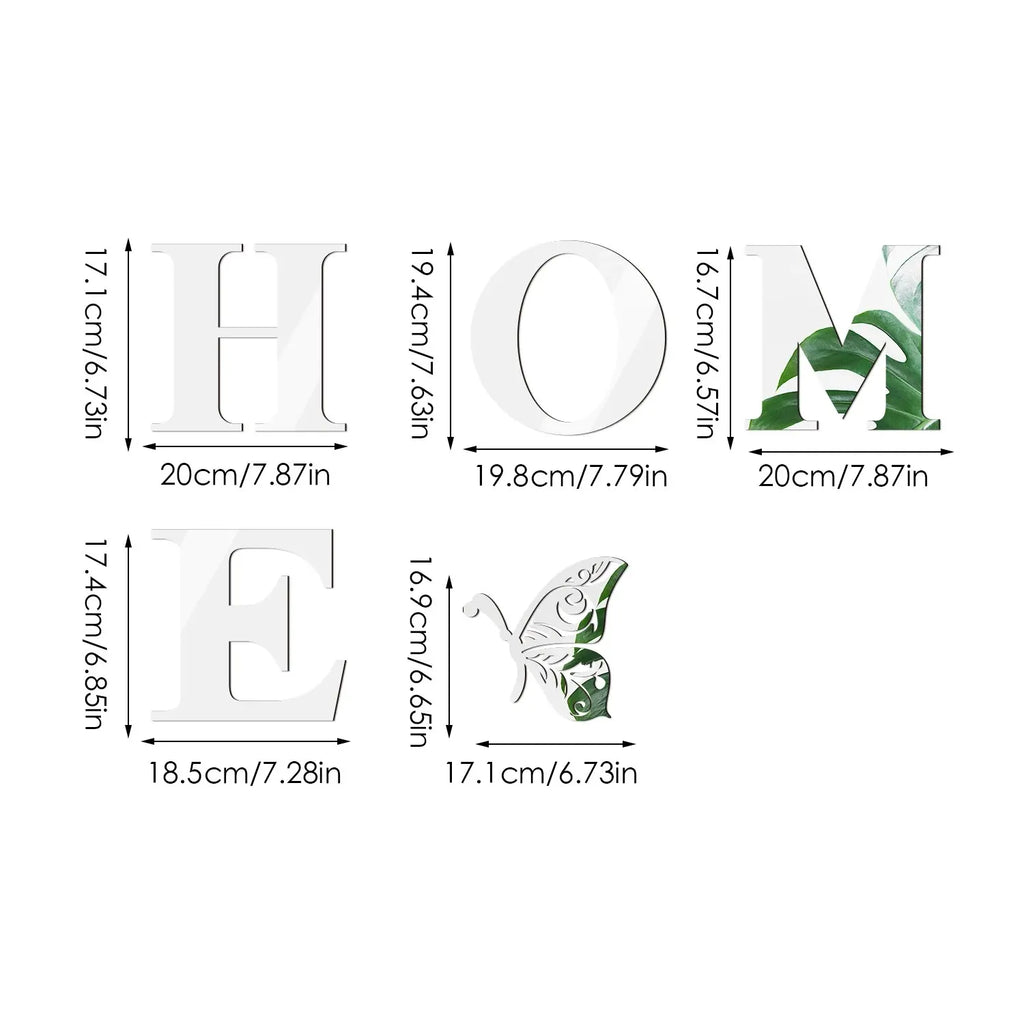 WonderNest Adesivo de Parede Espelho 3D HOME 30x100cm Prata