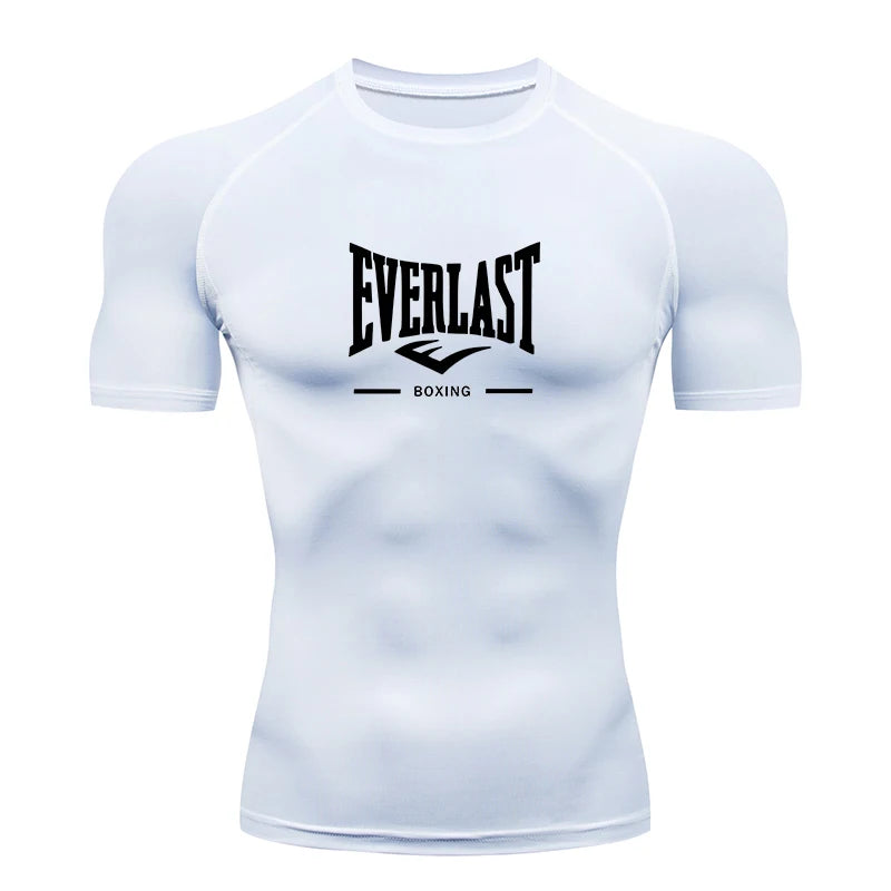 Camiseta de Compressão Masculina para Corrida Manga Curta Treino de Academia Fitness Jogging Esportiva