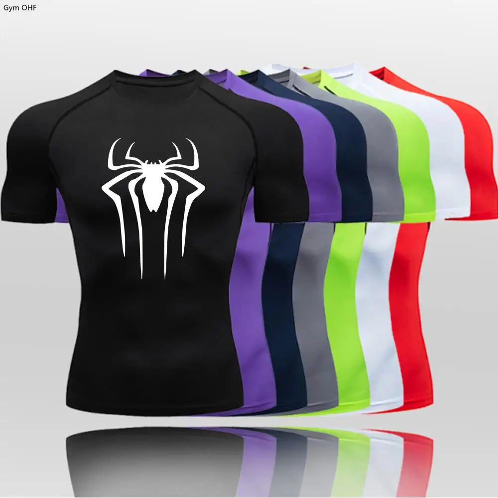 Camiseta Compressão Masculina Spider — Performance e Visual Único