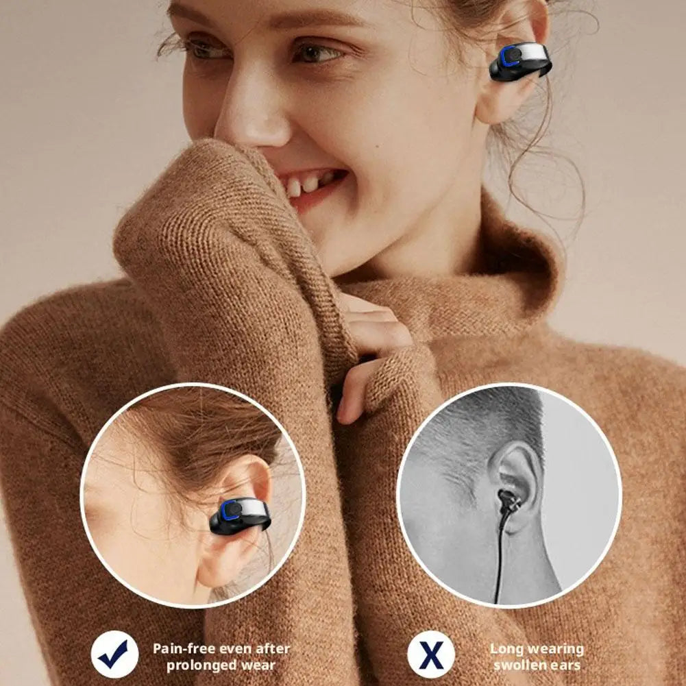 Fones de ouvido de condução de ar tipo aberto Bluetooth 5.4 Clip-On Único HIFI Som estéreo à prova d'água Esporte/Corrida Mini Fone de Ouvido