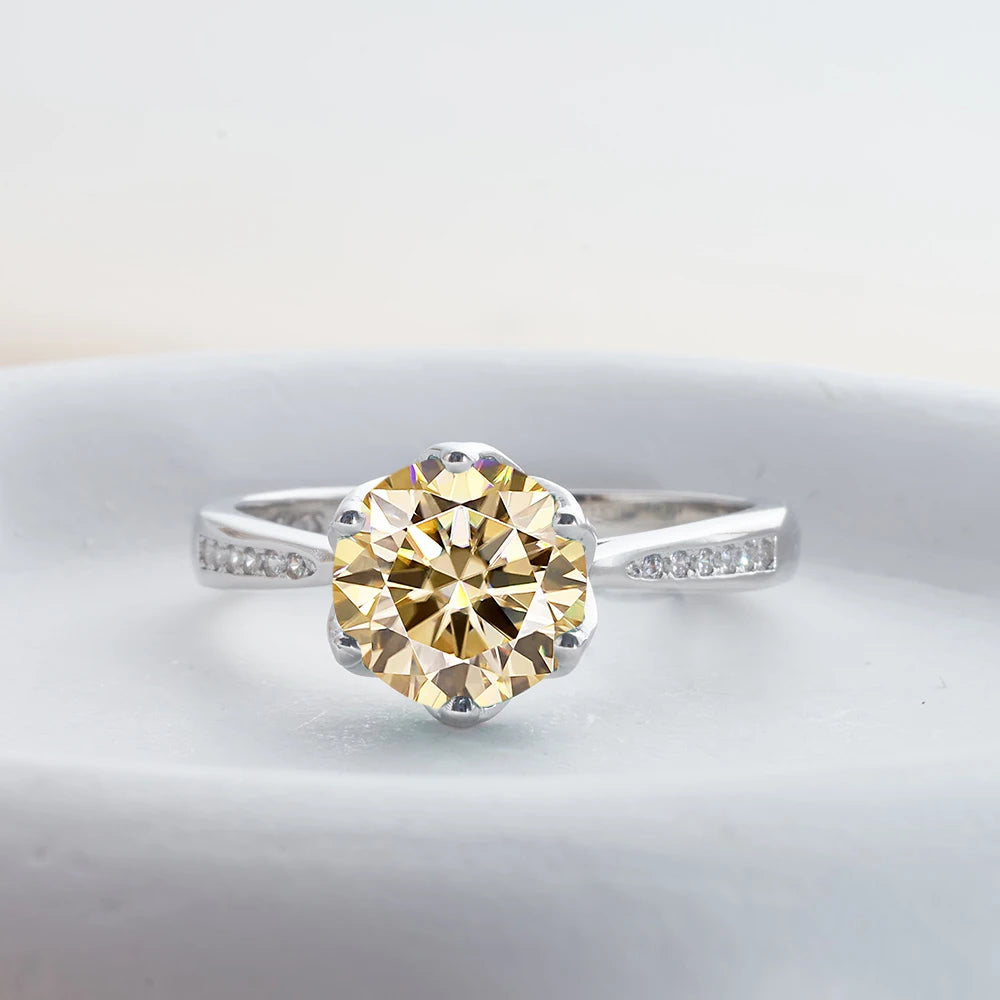 JoyceJelly 3ct Colorful Moissanite Rings with GRA S925 Sterling Silver Luxury Jewelry For Women Timeless Trends Wedding Bands