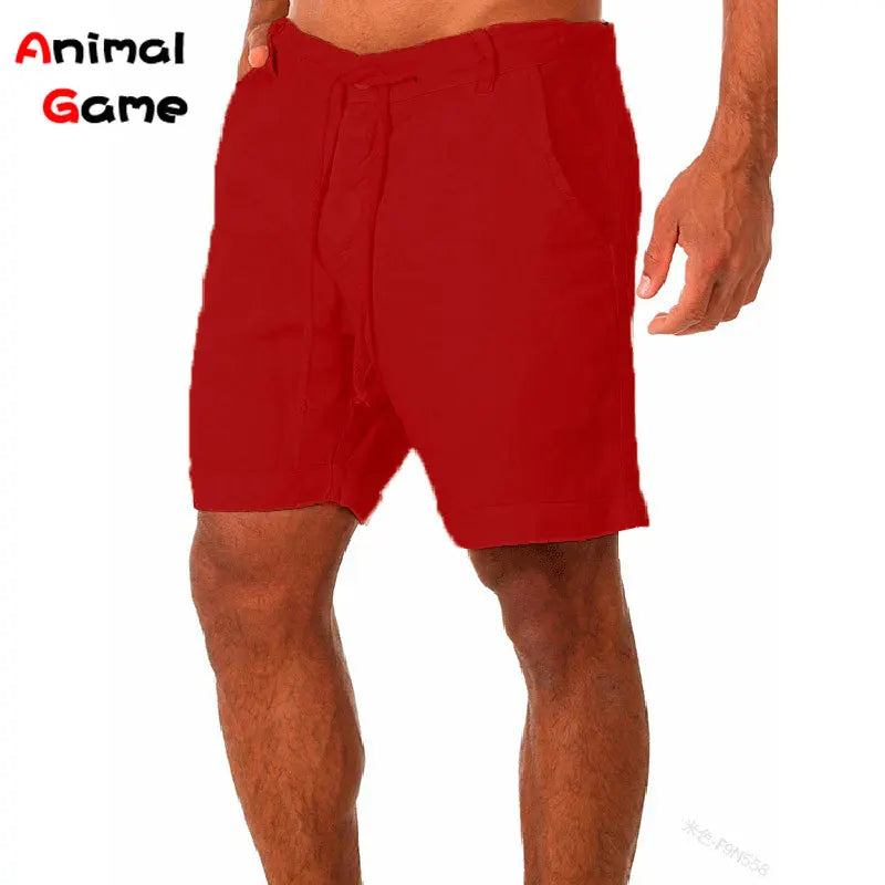 Moda Verão Masculina Shorts de Linho Masculino Shorts de Praia de Algodão Masculino Novo Selvagem Lazer Solto Sólido Shorts Cargo para Homens Shorts de Moletom