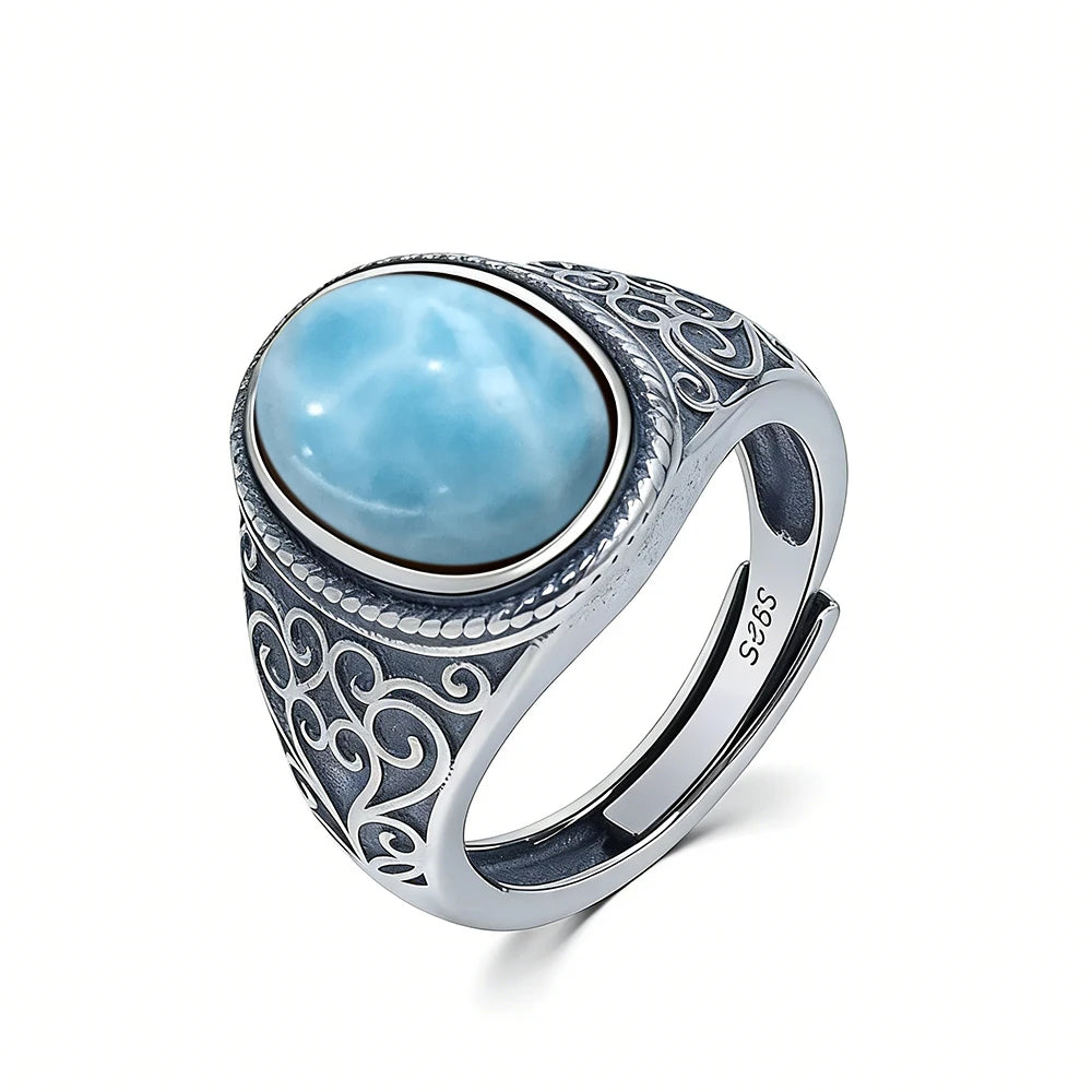Vintage 925 Sterling Silver Ring Natural Tiger's Eye Stone 10*14MM Retro Style Large Stone Finger Rings Fine Jewelry for Men