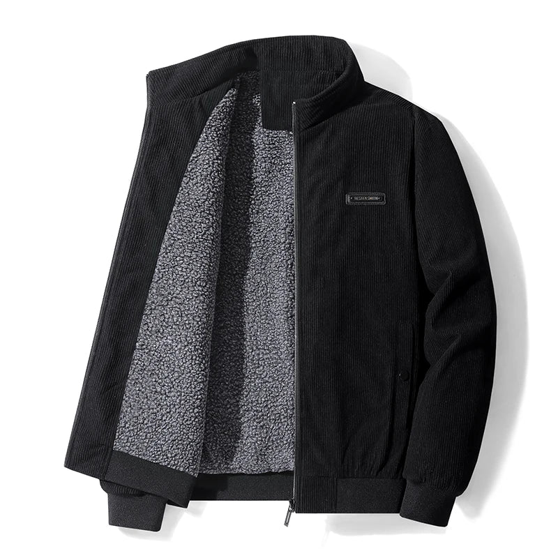 Jaqueta Masculina de Inverno 2025 Quente Grossa de Marca com Fleece Moda Corta-Vento para Ar Livre Casaco Masculino Outono Jaqueta Clássica Casual Masculina