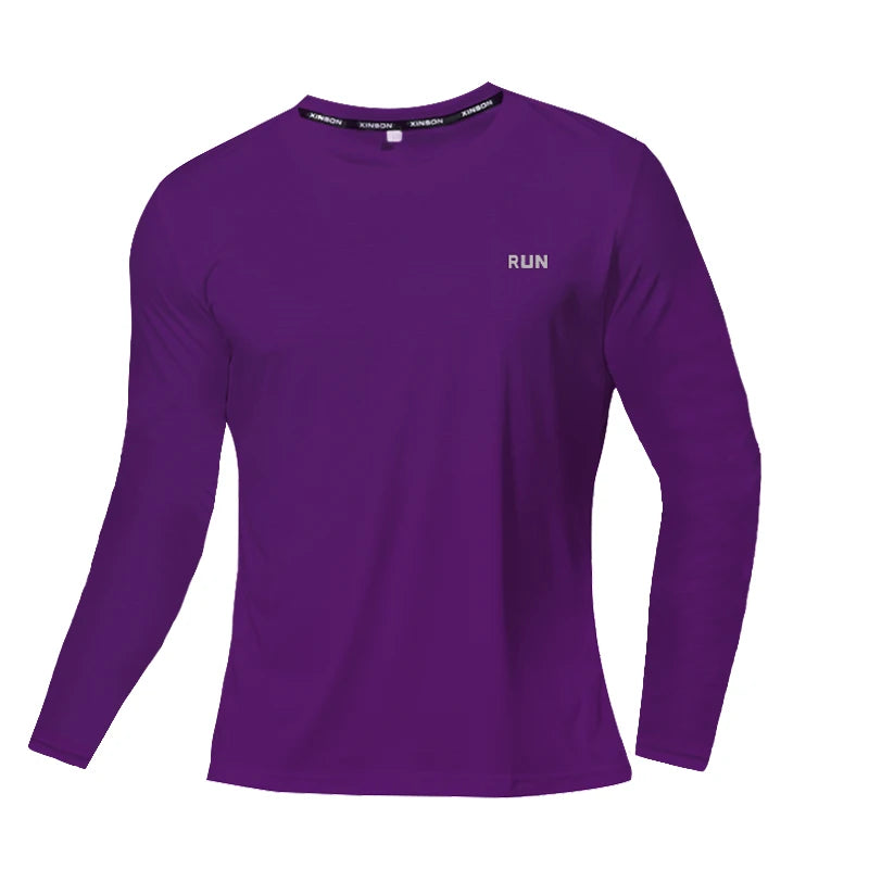 Camiseta Masculina Manga Longa de Seda Gelo Verão 2023 Nova Secagem Rápida Respirável Ar Condicionado Proteção Solar ao Ar Livre Corrida