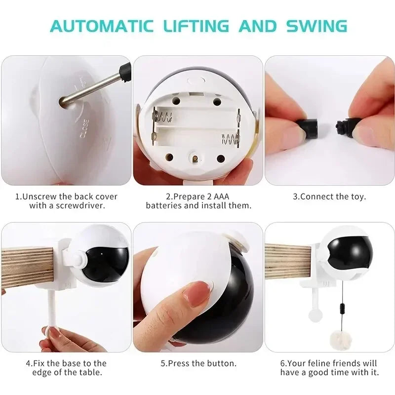 Brinquedo Eletrônico para Gato com Movimento YoYo Bola Elevatória Elétrica Flutter Interativo para Gatos Brinquedo Giratório Interativo para Animais de Estimação