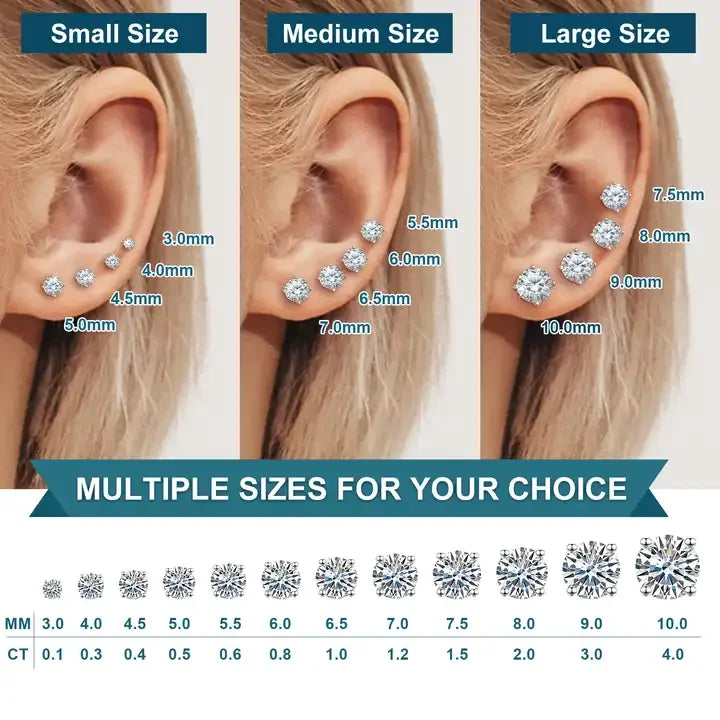 Brincos Moissanite Diamante 0.5-2ct Premium Feminino Original Prata Esterlina 925 Fecho de Rosca Brinco Moissanite Feminino 2026