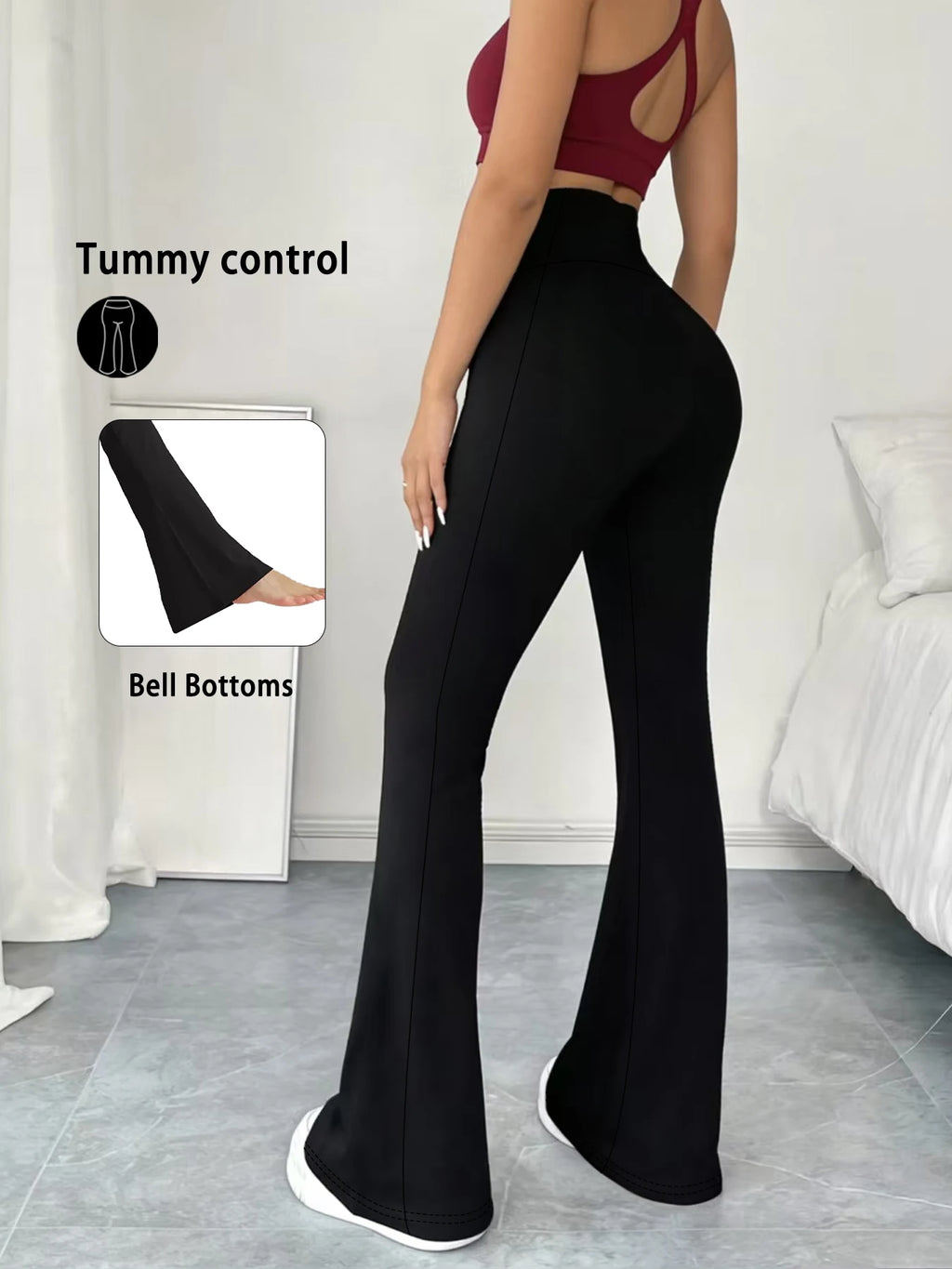 Women's Super Soft Flare Pants High Waisted Tummy Control Workout Yoga Leggings Bell Bottoms