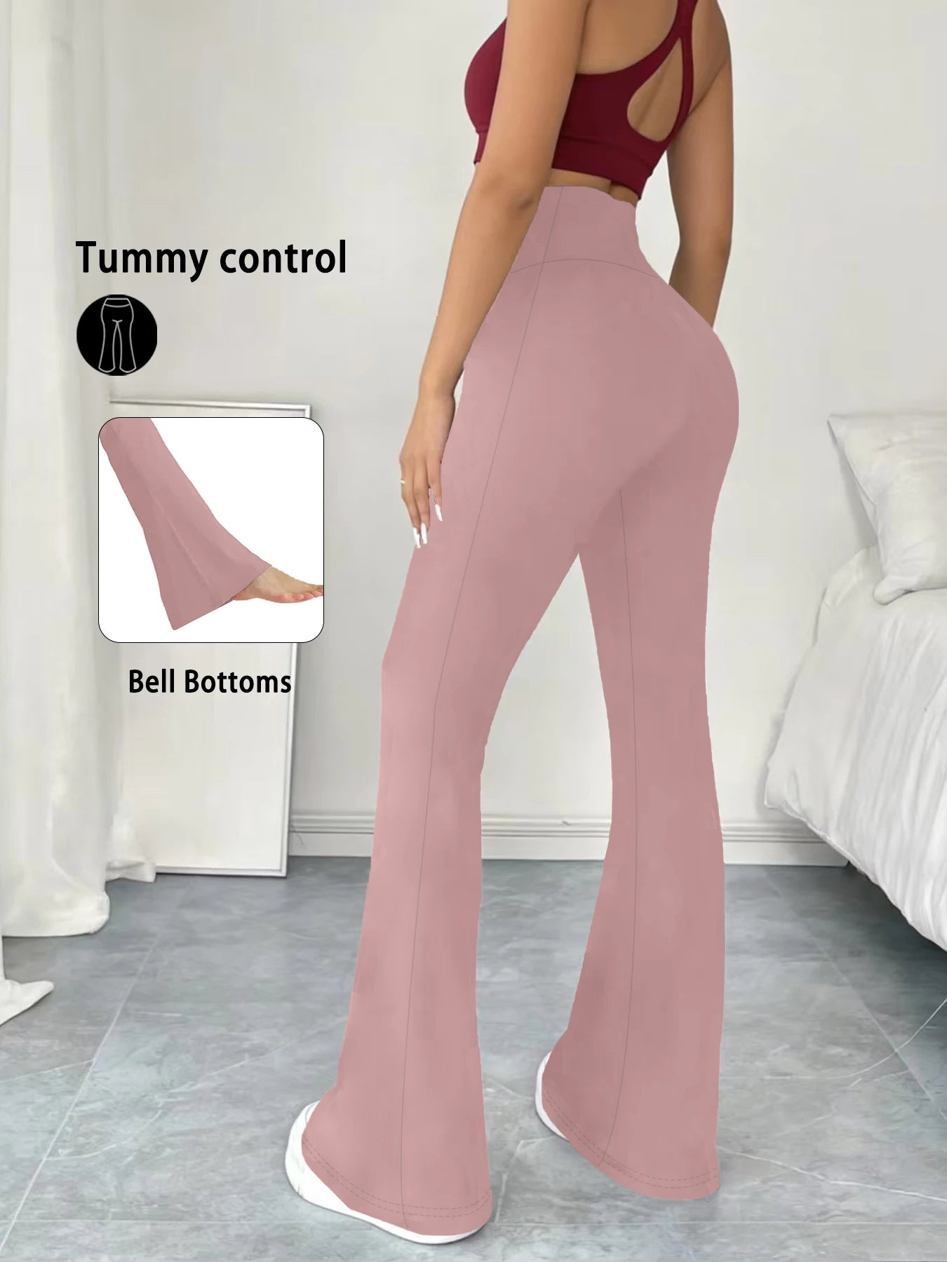 Women's Super Soft Flare Pants High Waisted Tummy Control Workout Yoga Leggings Bell Bottoms