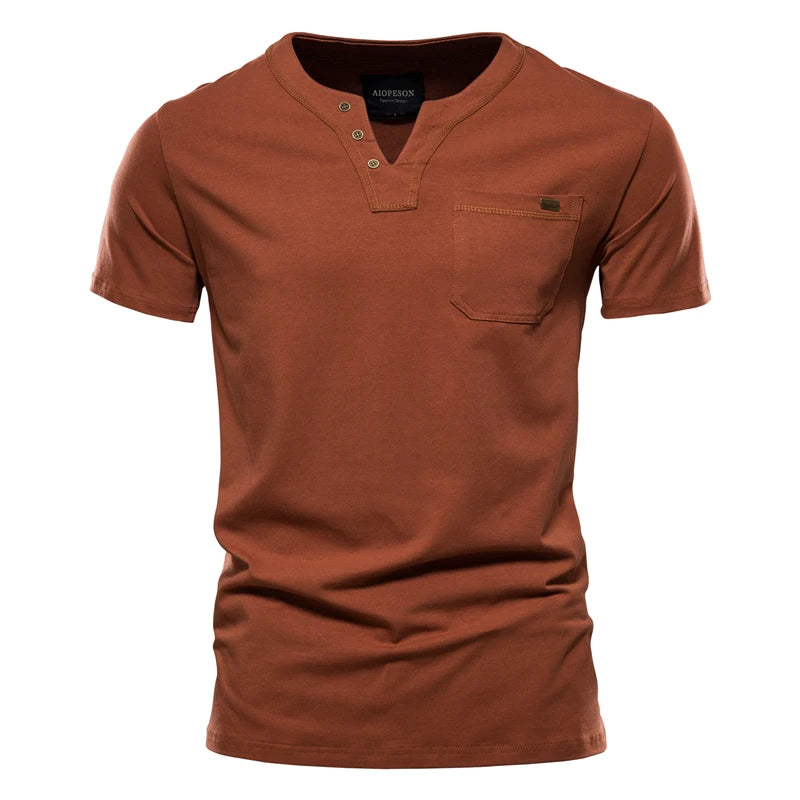 2021 Verão Top Qualidade Camiseta Algodão Masculina Cor Sólida Design Gola V Camiseta Casual Clássica Roupa Masculina Blusas Camiseta Masculina