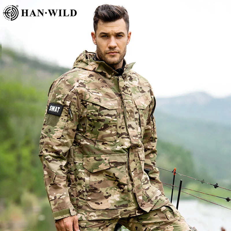 HAN Wild M65 Windbreaker Tactical Hiking Jackets Combat Jacket Men Waterproof Hoodie Flight Pilot Coat Windproof Climb Uniform