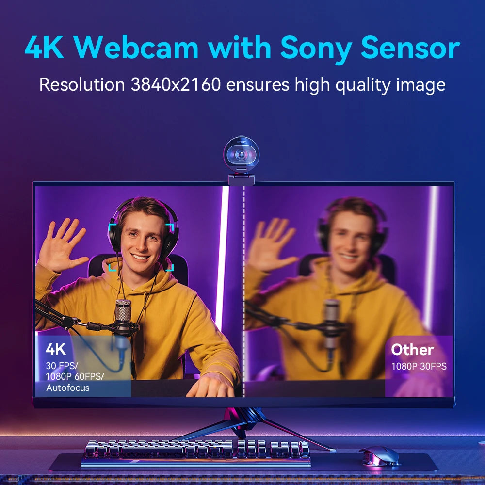 Webcam 4K Streaming - Web Camera - 1080P 60FPS USB
