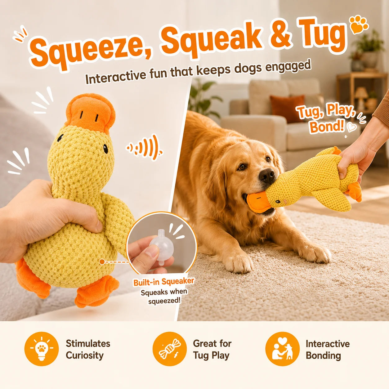 Cachorro dormindo com pato de pelúcia para alívio do tédio filhote de pato de brinquedo interativo de pelúcia para animais de estimação produto para animais de estimação
