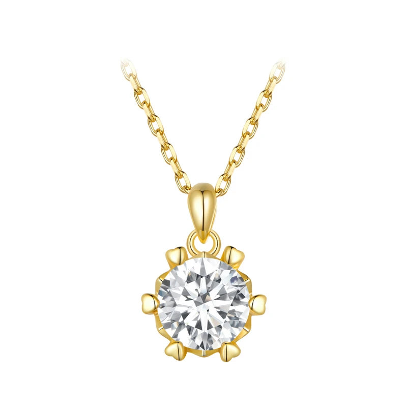 BAMOER Colar Pingente Moissanite 1 Quilate para Mulheres Joia Fina de Prata Esterlina 925 de Alta Qualidade para Festa de Casamento Noiva 3 Cores