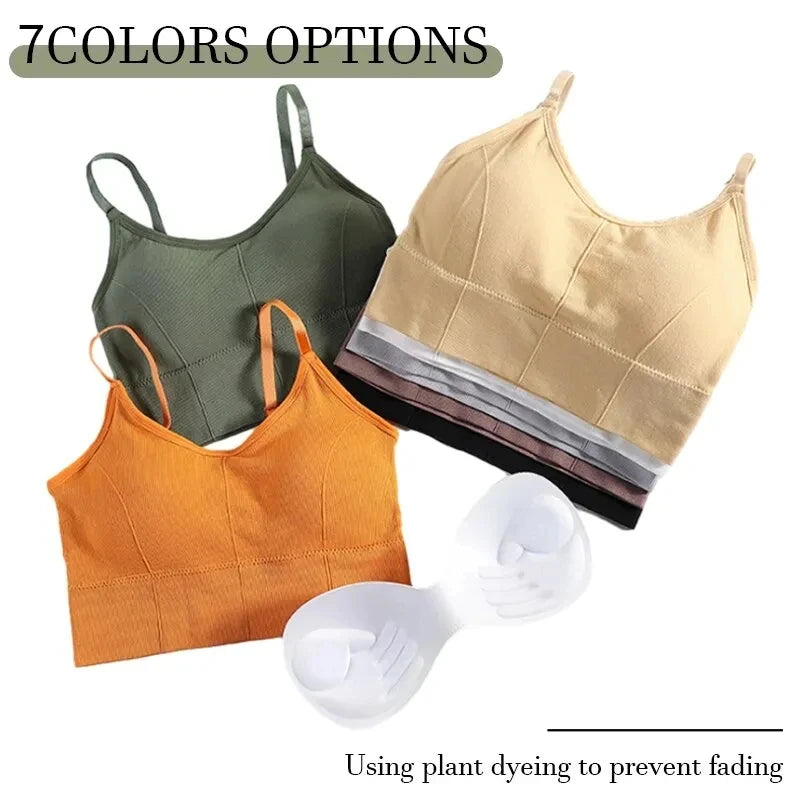 Sutiã Esportivo Sem Costura Feminino Backless Top de Ginástica Feminino Roupa Íntima Feminina Alça de Ombro Ajustável Acolchoada Colete de Yoga Bralette