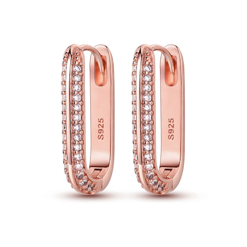 Rose Gold Series 925 Sterling Silver Flamingo Giraffe Star and Moon Flower Earrings Elegant Party Jewelry Gifts