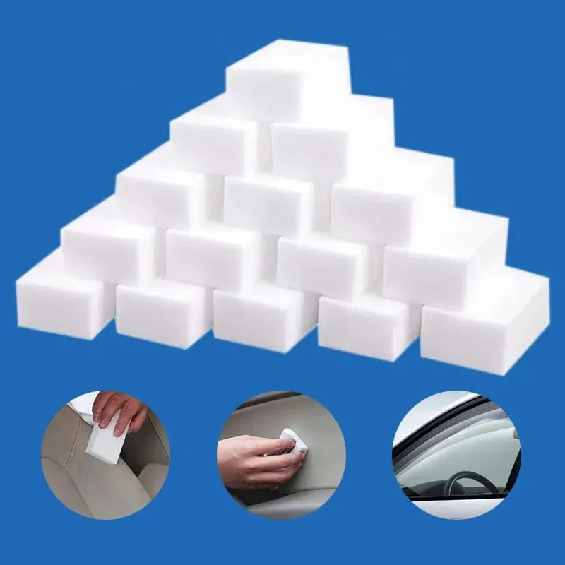50/100 Peças Esponja Mágica Limpadora Espuma de Melamina para Cozinha Banheiro Removedor de Manchas Louças Ferramentas de Limpeza Doméstica