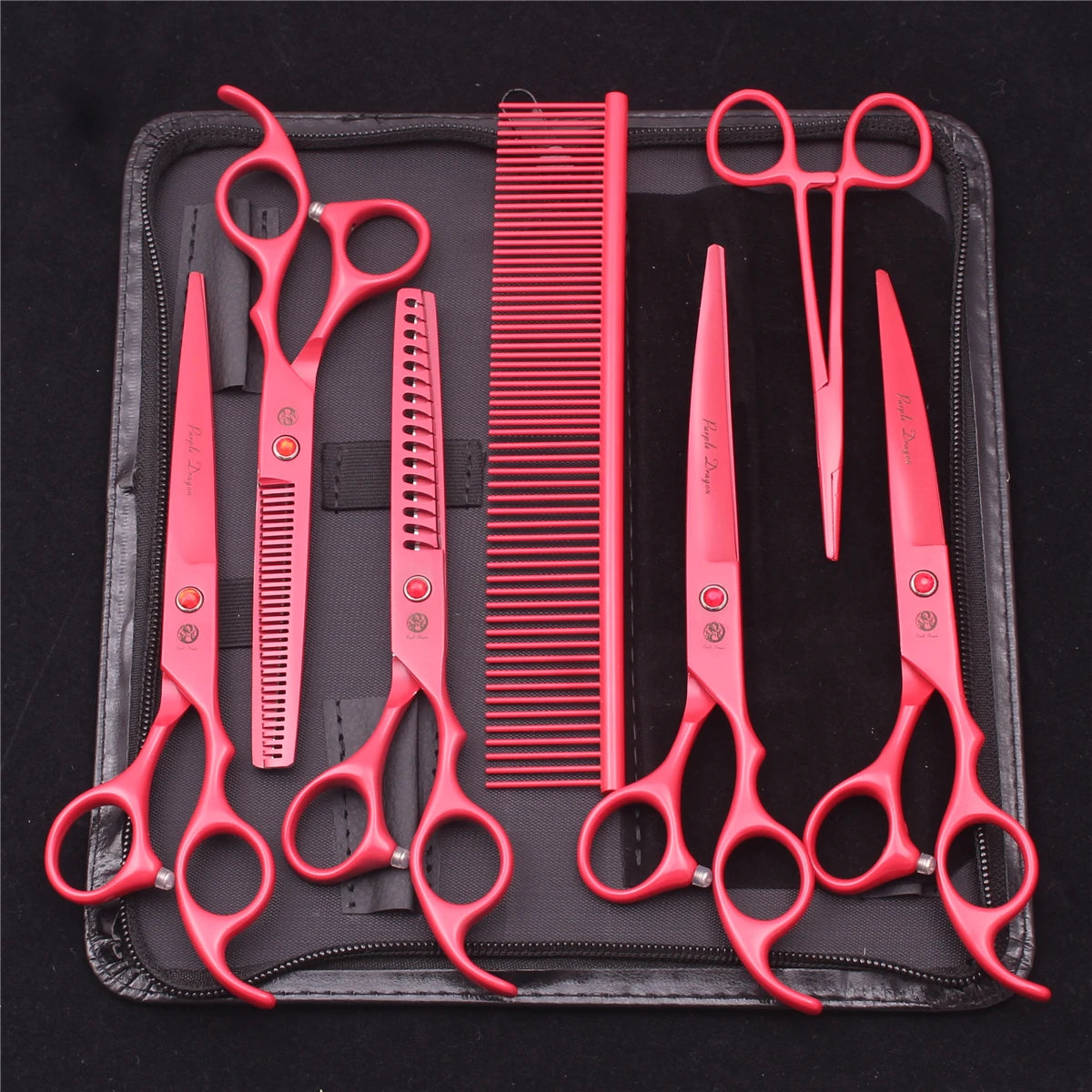 Tesouras de Tosa para Animais de Estimação Purple Dragon Japão Aço Inoxidável Rosa Curva para Cães Tesouras de Desbaste para Cães Tesouras Chunker Z3003