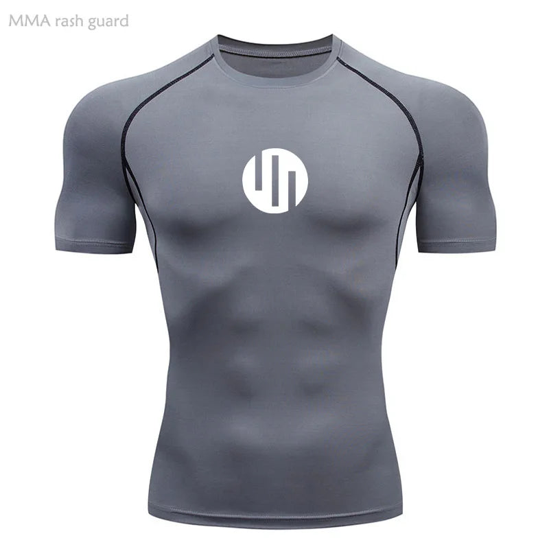 Camisa de Compressão Manga Longa Masculina para Corrida Treino Academia Esportes Roupa Íntima de Secagem Rápida Antissuor Protetor Solar Segunda Pele Masculina