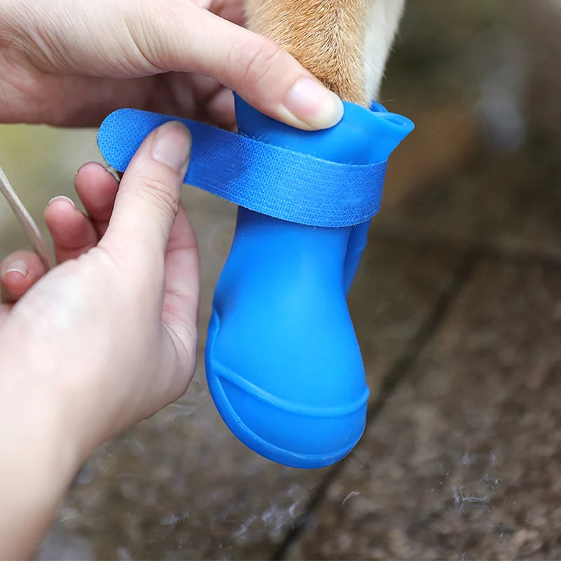 4 peças Pet Impermeável Sapato de Chuva Borracha Antiderrapante Bota para Cães Pequenos Médios Grandes Gatos Sapato Externo Botas para Cães Acessórios para Animais de Estimação
