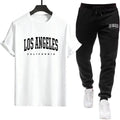 Conjunto Masculino de Loungewear 2026 Camiseta de Algodão Macio e Calça Jogger de Caimento Solto Roupa Confortável para Casa Primavera Verão Camisetas Casuais + Calças