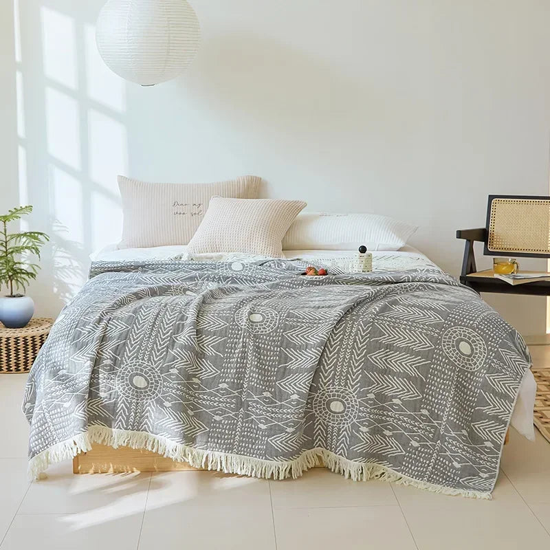 Japanese Throw Blanket Cotton Double Sided Sofa Cover Sofa Cushion Leisure Blanket Bedspread Four Seasons Cooling Quilt Sheet