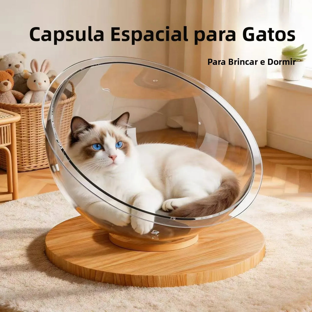 Cama de Acrílico Transparente Brinquedo Giratório Cabine Semi-Fechada Integrada suprimentos para animais de estimação internos para todas as estações Design Respirável