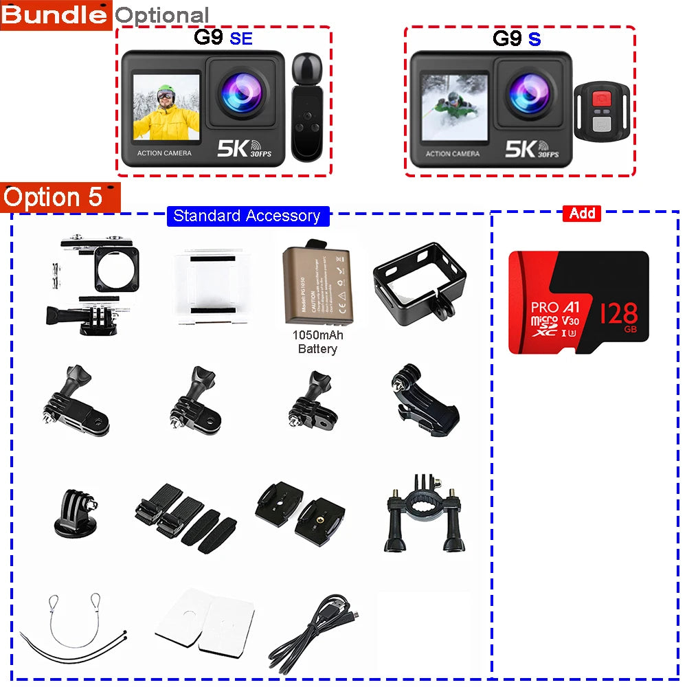 Action Camera 5K - 4K60FPS 50MP - 2.0 Touch EIS