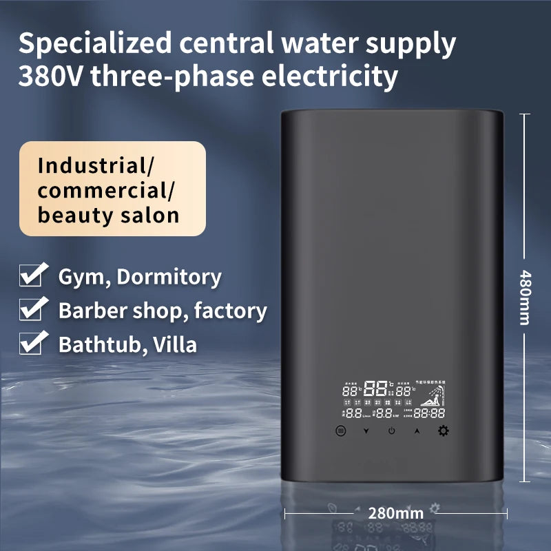 380V 24KW 3 Phase Tankless Electric Water Heater Whole House Instant Hot Water Large Flow Fast Heating Constant Temperature