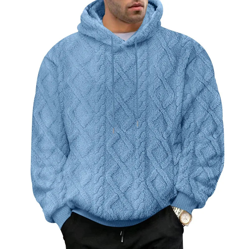 Jaqueta suéter pulôver com capuz e zíper, jaquard de veludo dupla face, tendência esportiva, casual masculina, outono e inverno