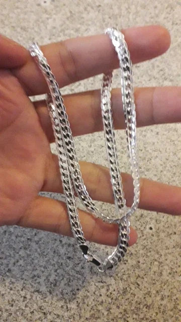 20-60cm 925 Prata Esterlina Luxo Designer 6mm Corrente Fina para Colar Feminino Masculino Moda Casamento Noivado Joias