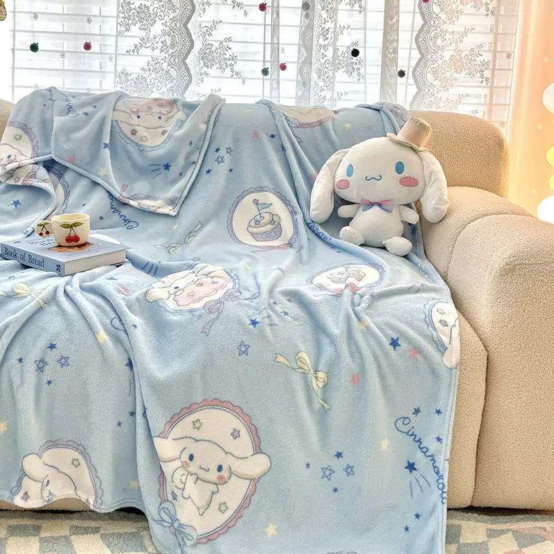 Kawaii Cute Cinnamoroll blanket Throw Furry Winter Blankets for Adults Bedding Home Interior Fluffy Plaid Sofa Knee