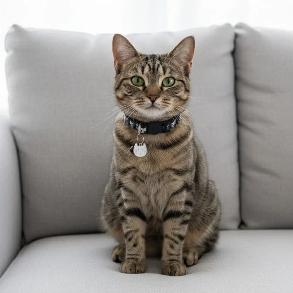 Coleira Ajustável para Gato com Fivela de Segurança de Liberação Rápida Antiasfixia para Filhotes, com Pingente de Rosto de Gato, Sino e Estampa de Gato