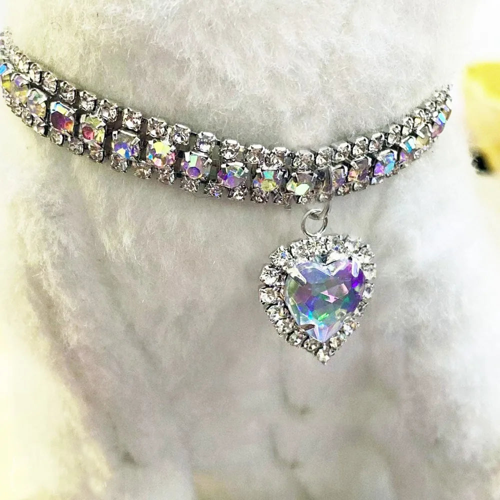 Kitten Diamante Collar Necklace for Cat Rhinestone Cute Bling Puppy Doggy Crystal Pendant Diamond Collar Pet Accessories Collar