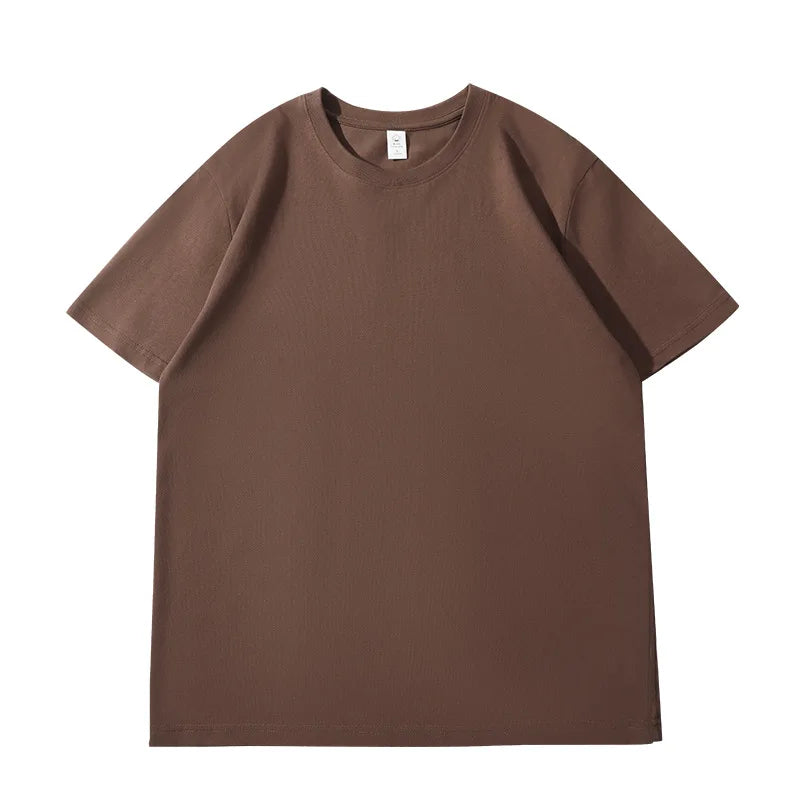 Camiseta de Verão Feminina Algodão 2026 Cor Sólida Solta Camiseta Casual Coreana Tops Malha Camisola Manga Curta Gola O Feminina Top Tees 1 - Preto XXXL