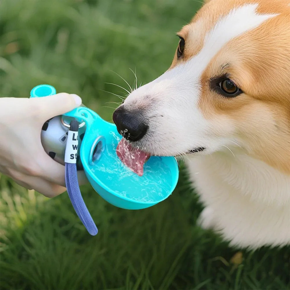 Garrafa de Água para Cães com Tigela de Silicone Removível, Construção em Aço Inox 285ml, Anti-Vazamento para Atividades ao Ar Livre como Caminhada