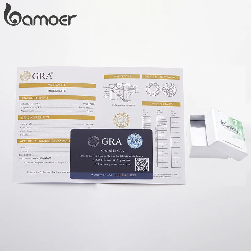 BAMOER Colar Pingente Moissanite 1 Quilate para Mulheres Joia Fina de Prata Esterlina 925 de Alta Qualidade para Festa de Casamento Noiva 3 Cores