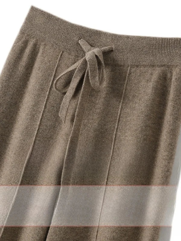 Calças Femininas de Cintura Alta de Malha, Perna Larga, Outono Inverno, Comprimento Longo, Cordão, Reta, Casual, Solta, Emagrecedora 1 - 2xl [veludo roxo camelo] calças de perna larga com costura central