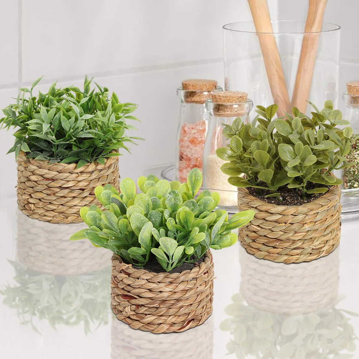 03 pieces green artificial plants
