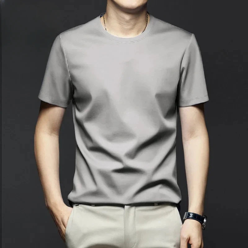 Minglu Modal Summer Men's T-shirts High Quality Short Sleeve Solid Color Round Collar Simple Casual Male Tees Plus Size 5XL
