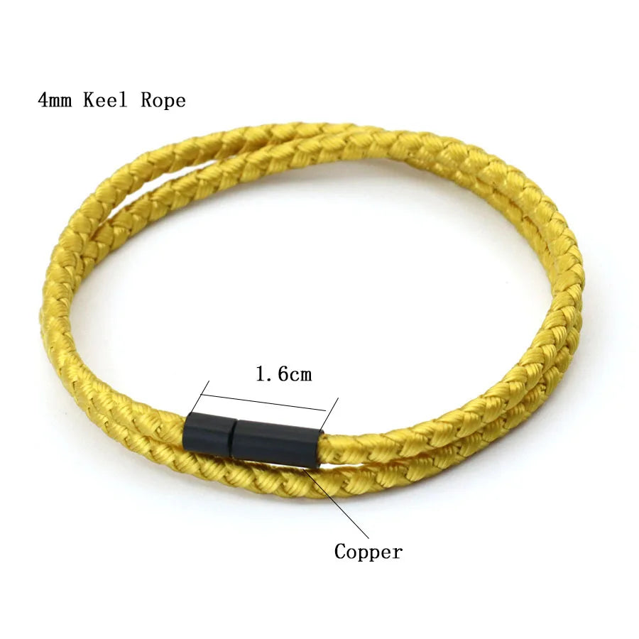 Pulseira Masculina Minimalista Corda Quilha Grau 4mm Múltiplas Cores e Tamanhos Disponíveis Pulseira Artesanal Trançada Étnica